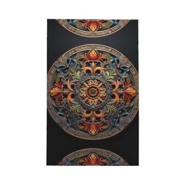 Imagem de XLLingL Toalhas de cozinha tipo waffle com estampa múltipla medalhão, panos de prato de microfibra, para decoração e limpeza de cozinha - 1 peça