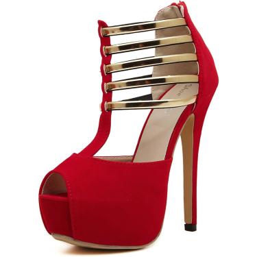 Imagem de Mulheres Aberto Toe Salto Alto Sexy Stripper Salto Alto Plus Size Unissex Plataforma Stilettos Salto Alto Moda Vestido De Festa Casamento Sapatos De Baile, Red, 39 EU
