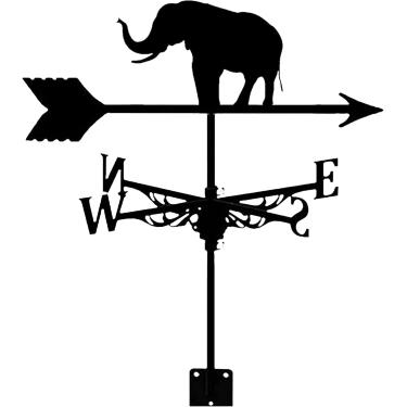 Imagem de Cata-vento De Elefante De Metal Durável Retro Jardim Cata-vento De Ferro Tinta Spray Preta Indicador De Direção Do Vento Para Decorar Pátio De Jardim De Quintal