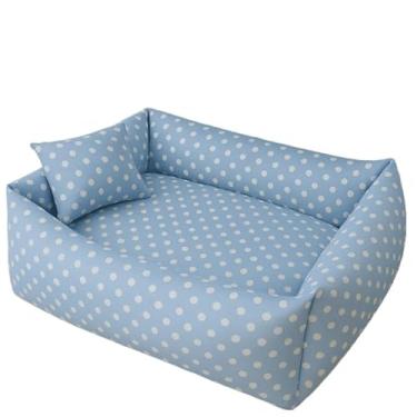 Imagem de Cama para Cachorro e Gato, Pet Fibra Tamanho M e G, Travesseiro (Azul Claro Poá,M)