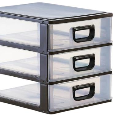 Imagem de Gaveteiro Organizador de mesa para escritório pequeno 3 gavetas (Preto + Transparente)