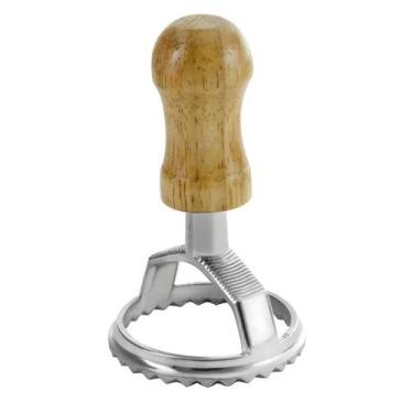 Imagem de Cortador Para Ravióli Redondo Cabo Madeira 6cm Macarrão Massas Pasta -