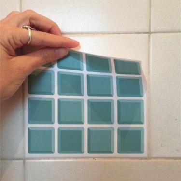 Imagem de Adesivo Destacável Pastilha para Cozinha 3D Turquesa - TaColado, 20 x 