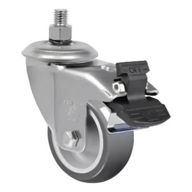 Imagem de Rodízio 3” Giratório Com Rosca E Freio Schioppa Gle312bpg 60kg Resistente Profissional