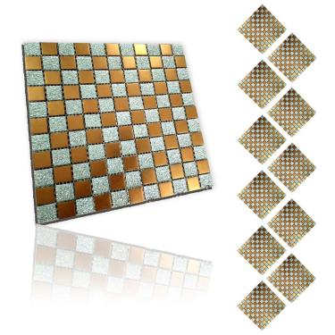 Imagem de Pastilha De Vidro Kit 11 Uni Adesiva Parede Cozinha Sala Banheiro Decorativa Moderna Requintado Reforma Facil Aplicacao