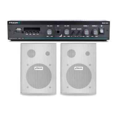 Imagem de COMP Kit Som Ambiente Amplificador Slim 1600 + Par de Caixa de Som PS 