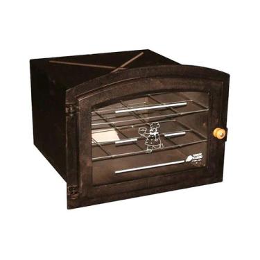 Imagem de Forno Ferro Fogão a Lenha Pequeno Porta de Vidro 50x35x30cm - UNICLÁUD