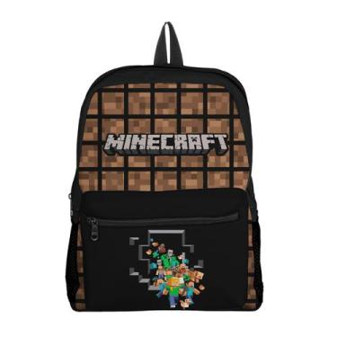 Imagem de Mochila com Bolso Escolar Infantil Avulsa Manecraft Menino e Menina - 