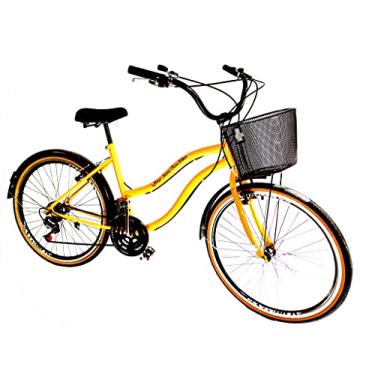 Imagem de Bicicleta Aro 26 urbana com 18 marchas cesta Amarelo