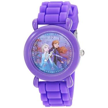 Imagem de Disney Relógio analógico de quartzo para meninas Frozen 2 com pulseira de silicone, roxo, 16 (modelo: WDS000811)