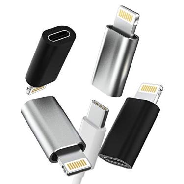 Imagem de Pacote com 4 adaptadores USB C fêmea para Lightning macho compatível com iPhone 12 11Pro Max mini 8/X/XR/XS/SE/7Plus para Ipad Air Tipo C suporte de carregamento de transmissão de dados conector conector conversor de cabo