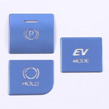 Imagem de Xodouhi Adesivos de capas de botões para Toyota Sienna 2021 2022 carro freio de mão lantejoulas botão de interruptor liga de alumínio decoração de interiores (azul)