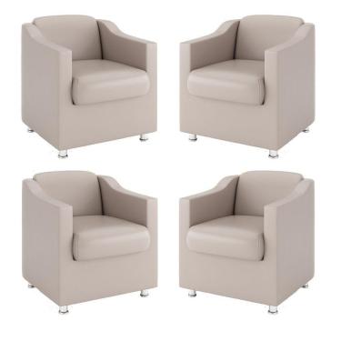 Imagem de Kit 4 Poltronas Para Salão De Beleza ? Clinica Médica Bege