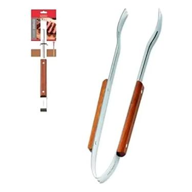 Imagem de Pegador De Churrasco Carne 38cm Inox Cabo Madeira Hauskraft