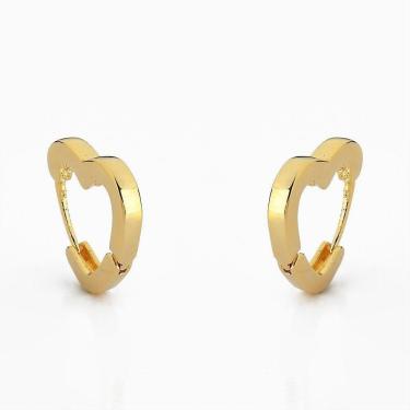 Imagem de Brinco Argola De Coração Lisa Banhado A Ouro 18k Grande
