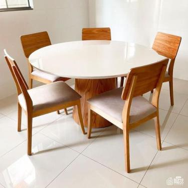 Imagem de Sala De Jantar Redonda Completa 6 Cadeiras 1,35M - Milão - Bella Salas
