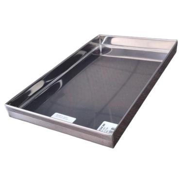 Imagem de Bandeja Canto Liso Inox 35X20x2cm Bandeja Padaria