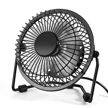 Imagem de AMKEN Ventilador de mesa pequeno, mini ventilador de metal de refrigeração USB portátil de 10 cm, alimentado por USB, vento de alta velocidade, operação silenciosa, para escritório