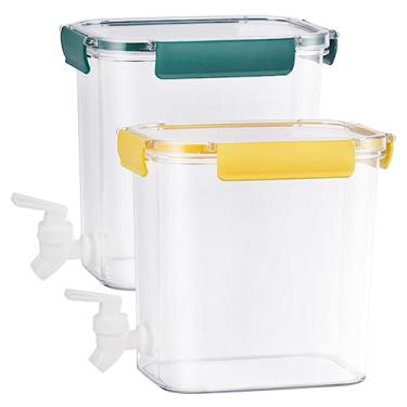 Imagem de Recipientes de plástico 2 peças dispensador de bebidas com torneira jarra de plástico porta detergente para bebidas leite dispensador de limonada recipientes de suco com tampas para geladeira 4,5L (C