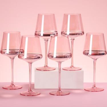 Imagem de Conjunto de taças de vinho rosa de 170 a 400 ml, taças de vinho coloridas de cristal soprado à mão com haste longa, taça de vinho rosa para amantes de vinho, casamento, presentes de aniversário e dia