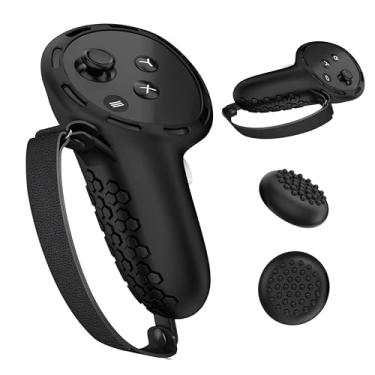 Imagem de Controller Grips for Meta Quest 3 and Quest 3S, Silicone Grips Cover Protective Sleeve with Controller Hand Straps and 2pcs Joystick Cover for Oculus Quest 3 3S Accessories - Black