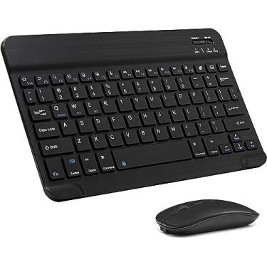 Imagem de Teclado Bluetooth e Mouse Combo recarregável portátil sem fio teclado mouse conjunto para iPad iPhone iOS 13 e Acima, tablet Android, compatível com iOS, Android e Windows sistema