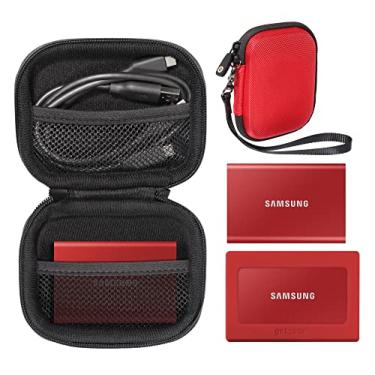 Imagem de Para-choques de silicone para Samsung T7 Touch Portátil SSD – 1 TB, 2 TB, 500 GB, USB 3.2, forte absorção de choque, antiderrapante – Preto, Red case, compact Size