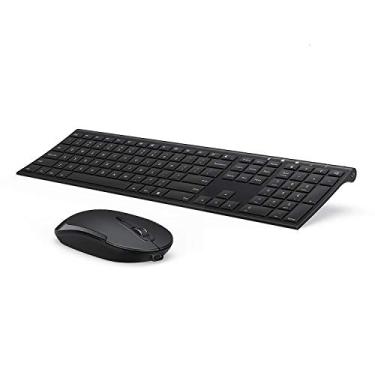 Imagem de Teclado e mouse sem fio, Vssoplor 2,4 GHz recarregável compacto silencioso combo de teclado e mouse de tamanho completo com receptor Nano USB para Windows, laptop, PC, notebook, Preto