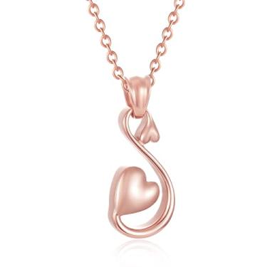 Imagem de YOIEU Joias de cremação de cisne para cinzas, colares de urna de coração infinito, medalhões de lembrança para suporte de cinzas, pingentes de urna funerária para mulheres e homens, Aço inoxidável,