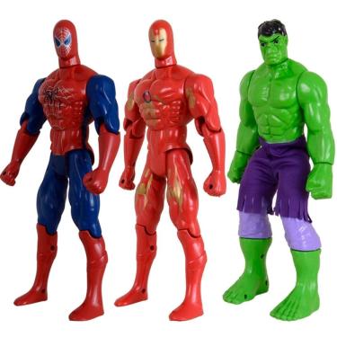 Imagem de Kit Trio Heróis Incrível Hulk Homem Aranha Homem De Ferro