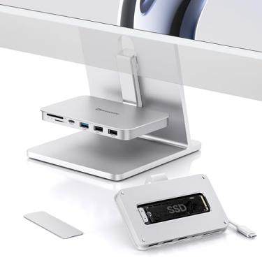 Imagem de Minisopuru Hub USB C para iMac 2021/2023/2024, Suporte SSD NVMe 10 Gbps, USB A/C 10 Gbps, SD/TF, Adaptador para iMac 24 M1/M3/M4 ou Studio Display 27 Polegadas, Prata