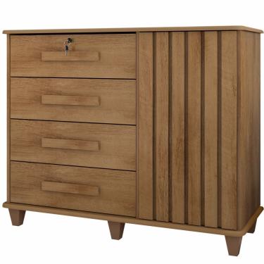 Imagem de Cômoda RV Móveis Grécia com 4 gavetas e sapateira largura de 1,20 metros Cinamomo