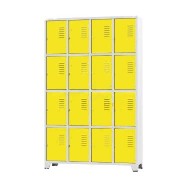 Imagem de Armário Roupeiro De Aço Para Vestiário 16 Portas Locker Amarelo com Chave