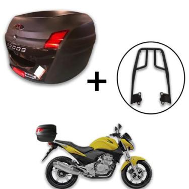 Imagem de Baú Bauleto 34l Awa Proos + Bagageiro Cb 300 Aço Maciço, Preto