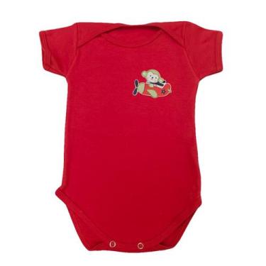 Imagem de Body Bebê Manga Curta Avião Menino - Mellane Baby, G, Vermelho