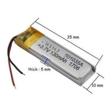 Imagem de Bateria 130mah 501035 2 fios 3.7V Reposição Caneta - bgb