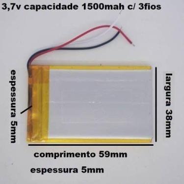 Imagem de (2pcs)bateria 1500 Mah 3,7 V 5mm X 38mm X 59mm C/ 3 Fios - bgb