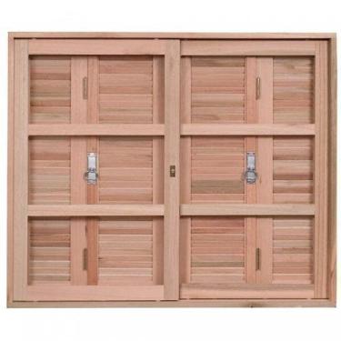 Imagem de Janela de Madeira Veneziana 100x120cm com Caixilho 12cm Ewk 270 Rondos