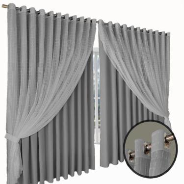 Imagem de cortina blecaute para sala e quarto Jade 8,00 x 2,90 cinza