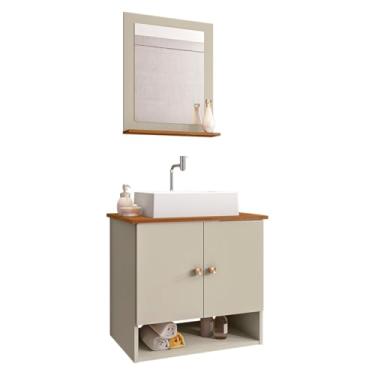 Imagem de Gabinete Arm Banheiro Deli 2 Portas com Cuba Torino Branca Cor: Off White/Nature