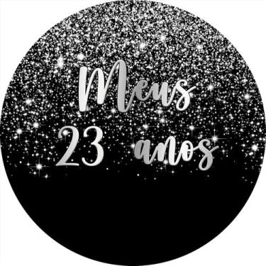 Imagem de Painel De Festa Redondo 1,50x1,50 - Efeito Glitter Prata Caindo Meus 2
