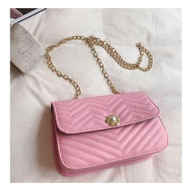 Imagem de Bolsa Feminina Envelope Onda  Alça Corrente Dourada Couro - Unistar, R