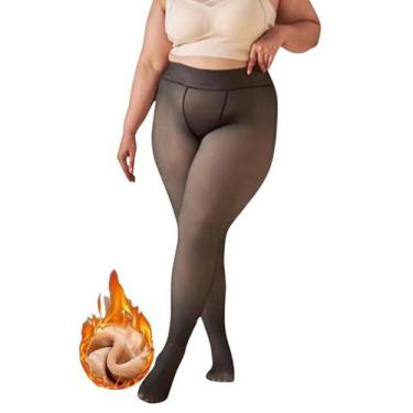 Imagem de Meia Calça Feminina Plus Size Peluciada Forrada Translucida Lã Pelinho