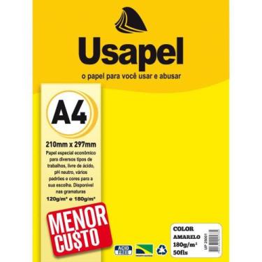 Imagem de Papel A4 Color Usapel Amarelo 180G Pacote com 50 Folhas - Filiperson