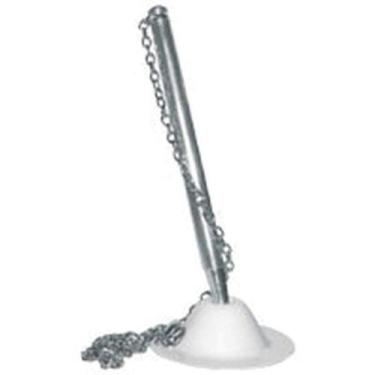 Imagem de Caneta Fixa Chapéu Polida com Suporte Branco e Corrente 50 CM