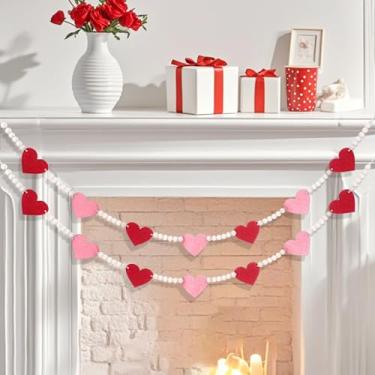 Imagem de Guirlanda de coração de feltro para dia dos namorados