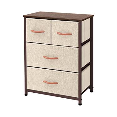 Imagem de AZL1 Life Concept Organizador de móveis de cômoda - Grande baú para quarto, escritório, entrada, sala de estar e armário - 4 gavetas de tecido removíveis, bege