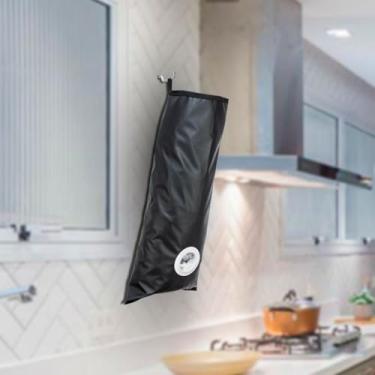 Imagem de Puxa Saco Grande Porta Sacolas Plásticas de Cozinha Lavanderia Banheiro Dispenser Organizador de Sacos Plásticos (Estampa, Preto Liso)