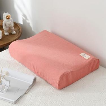 Imagem de Capa de travesseiro de látex de algodão macio, capa de travesseiro xadrez de cor sólida para travesseiro de espuma de memória, travesseiro de látex 30x50cm/40x60cm, 4.400 * 600mm