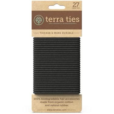 Imagem de Laços de cabelo elásticos BIODEGRADÁVEIS para mulheres e homens - Orgânico, sem vincos, prendedores de rabo de cavalo e laços de cabelo para coques - Faixas de cabelo sem plástico para mulheres e